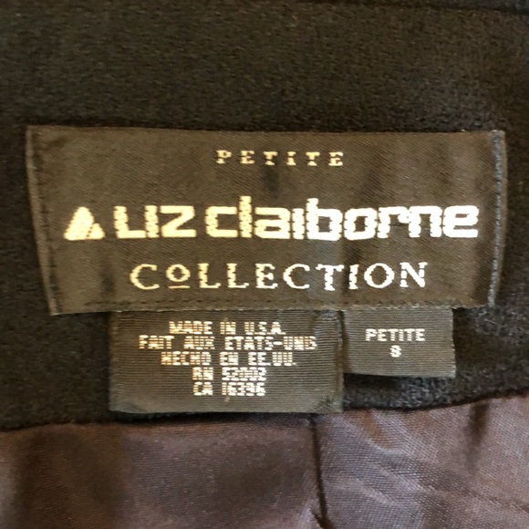 VTG 80’s LIZ CLAIBORNE size 6P DoubleBreast Classic Black DoubleBreasted USA - Picture 9 of 16